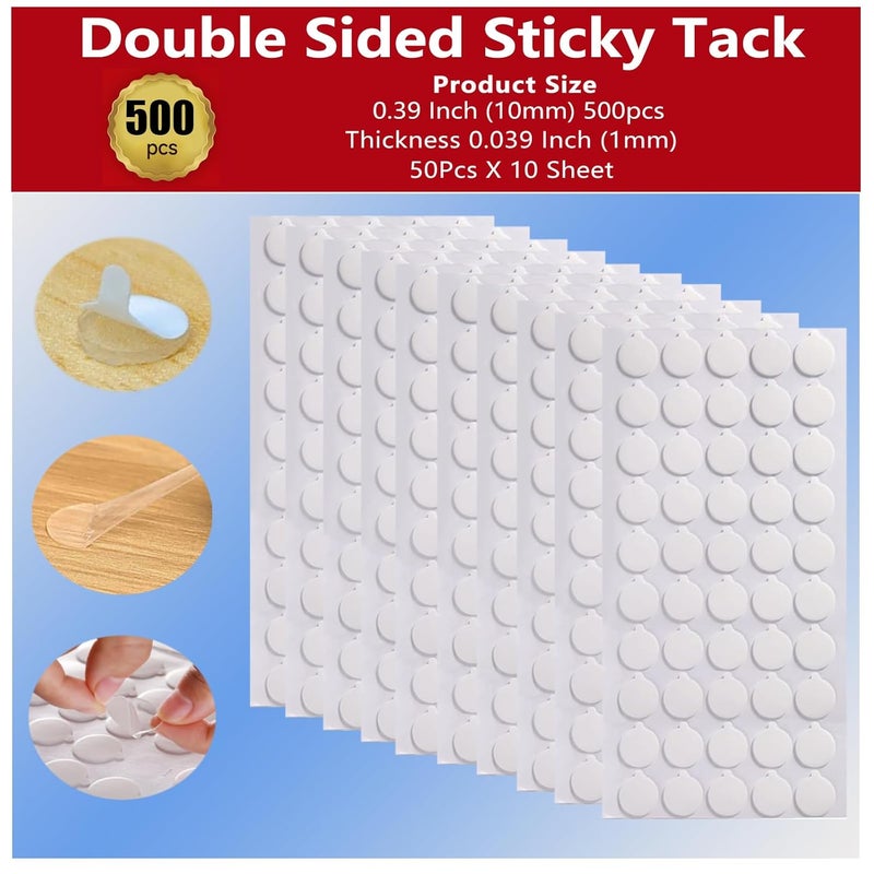 RN RUÍNICE Double Sided Adhesive Dots 500 Pcs Mounting Putty Sticky Tack Clear Removable Round Glue Tape for Wall Crafts Festival Party Decorations - Image 1